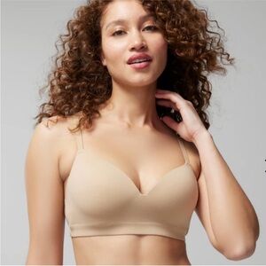 SOMA Enbliss Wireless Bra 38DD Warm Amber Nude Beige Lightly Padded Neutral Tan